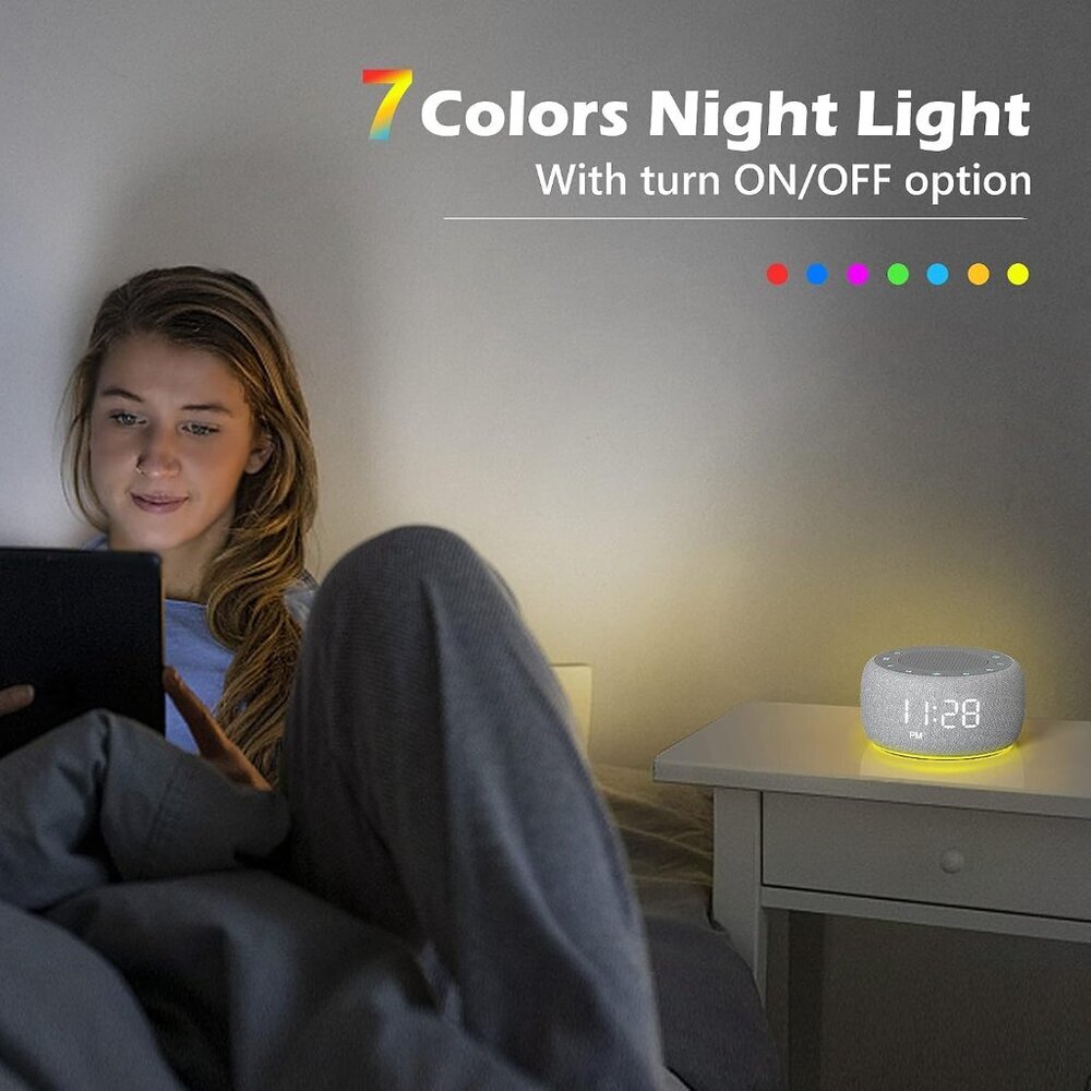 Sound Machine & Alarm Clock 2-in-1, 18 Soothing Sound, 7 Night Light, Sleep Time - Picture 4 of 7